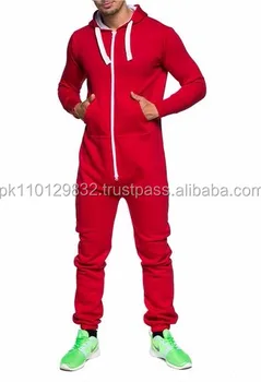 red jogging suit