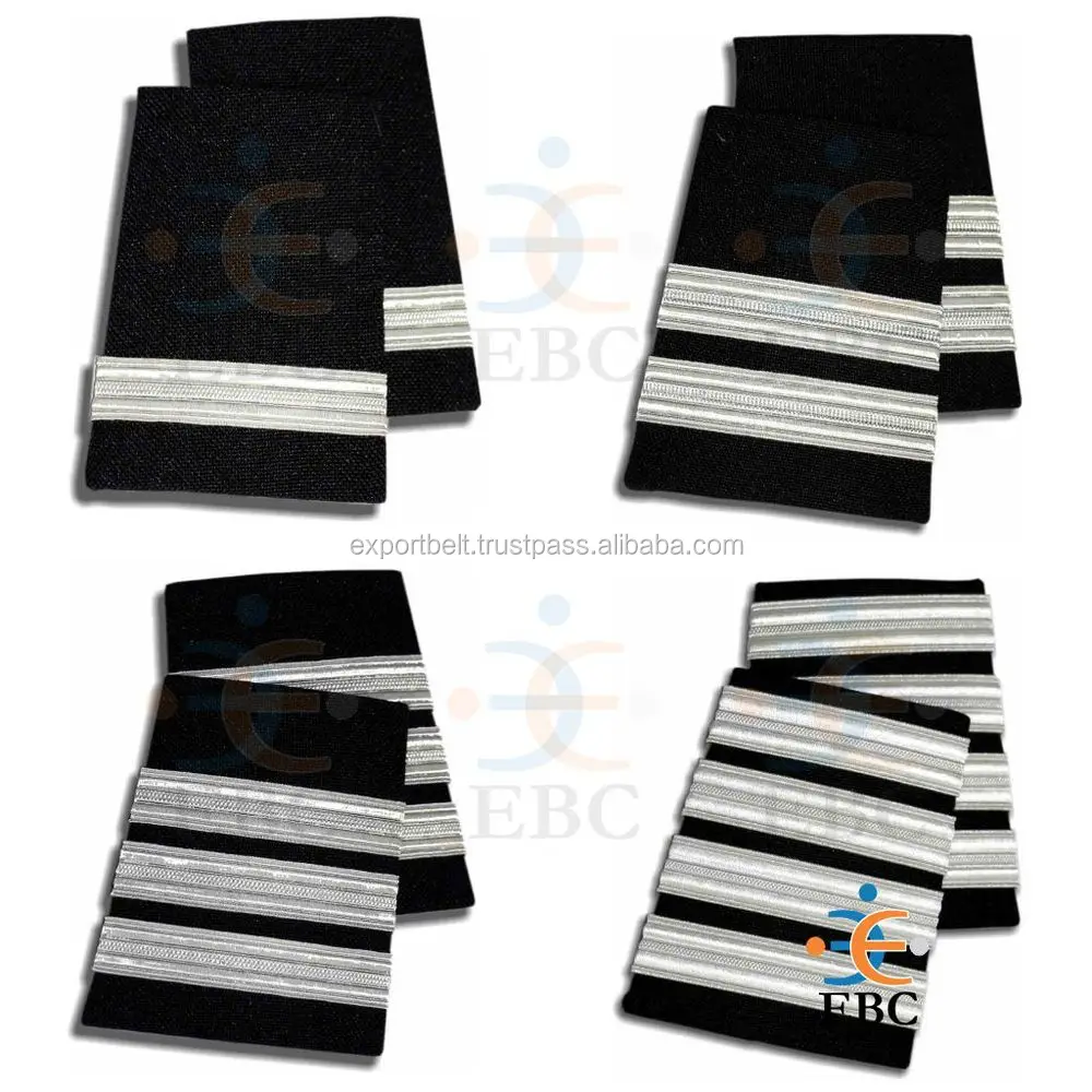 First Officer Pilot Airline Marine Officer Three Bar Gold Stripes Epaulettes