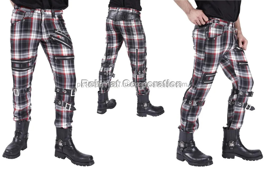 red and black tartan trousers men's