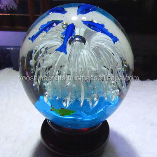G006 Round Glass Ball,Glass Crafts,Luminous Glass Ball,13cm Diameter