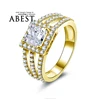 1.25 Carat Princess Shape Ring 10K Gold Yellow Ring Simulated Diamond Jewelry New Wedding Engagement Ring For Women Gift