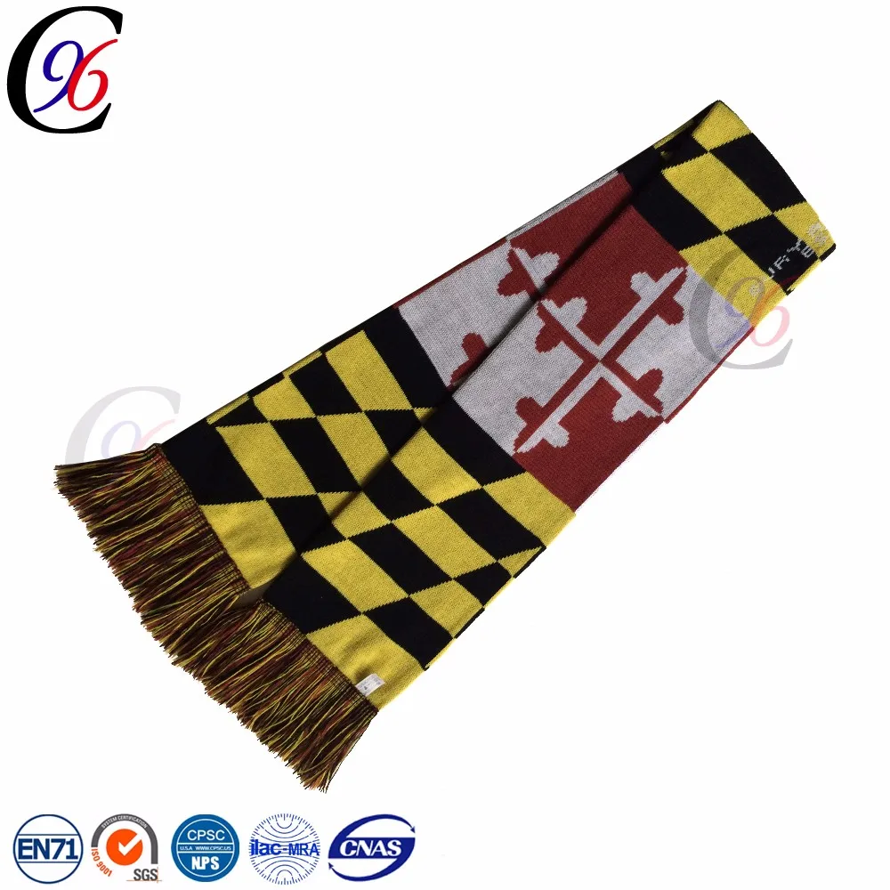 Chengxing wholesale new style cheap popular fabric crochet winter custom logo soccer football fan printed knitted scarf