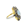 Diamond Blue Sapphire Aquamarine Gemstone Ring 14k Gold Designer Jewelry