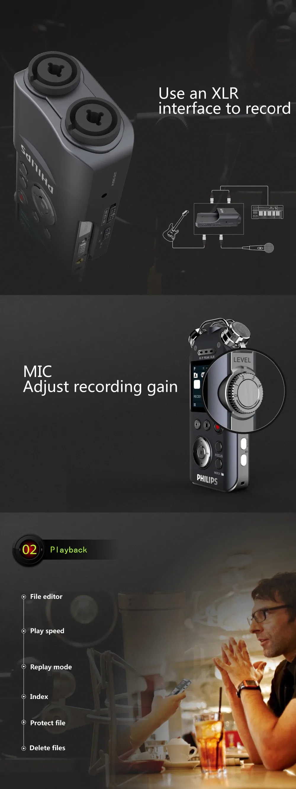 PHILIPS online voice recorder three speaker with music receiver