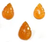 Yellow Onyx Tear Drop Shape Leaf Carving Loose Gem Stone