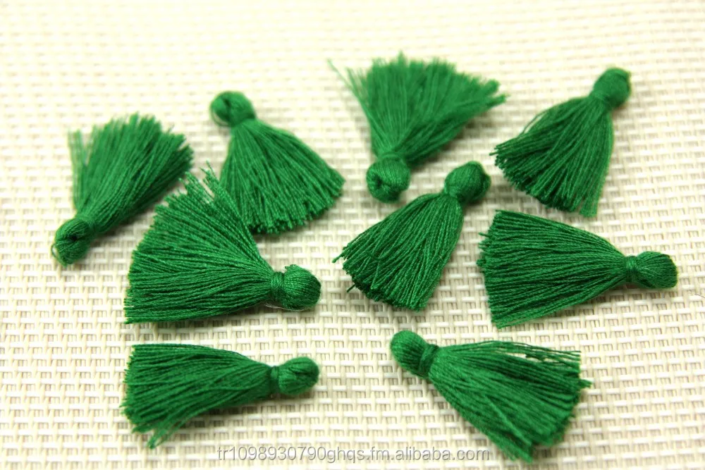 Mini Tassels, 2,5cm Cotton Tassels, Small Tassels, Lawn Green Tassel, Handmade Mini Tassels, Mini Cotton Tassels,