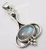 925 Sterling Silver Rare BLUE FIRE LABRADORITE OLD STYLE HANDMADE Pendant 3.7 CM