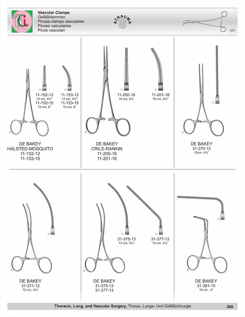 Debakey Peripheral Vascular Clamps With Toothing Debakey - Buy Debakey ...