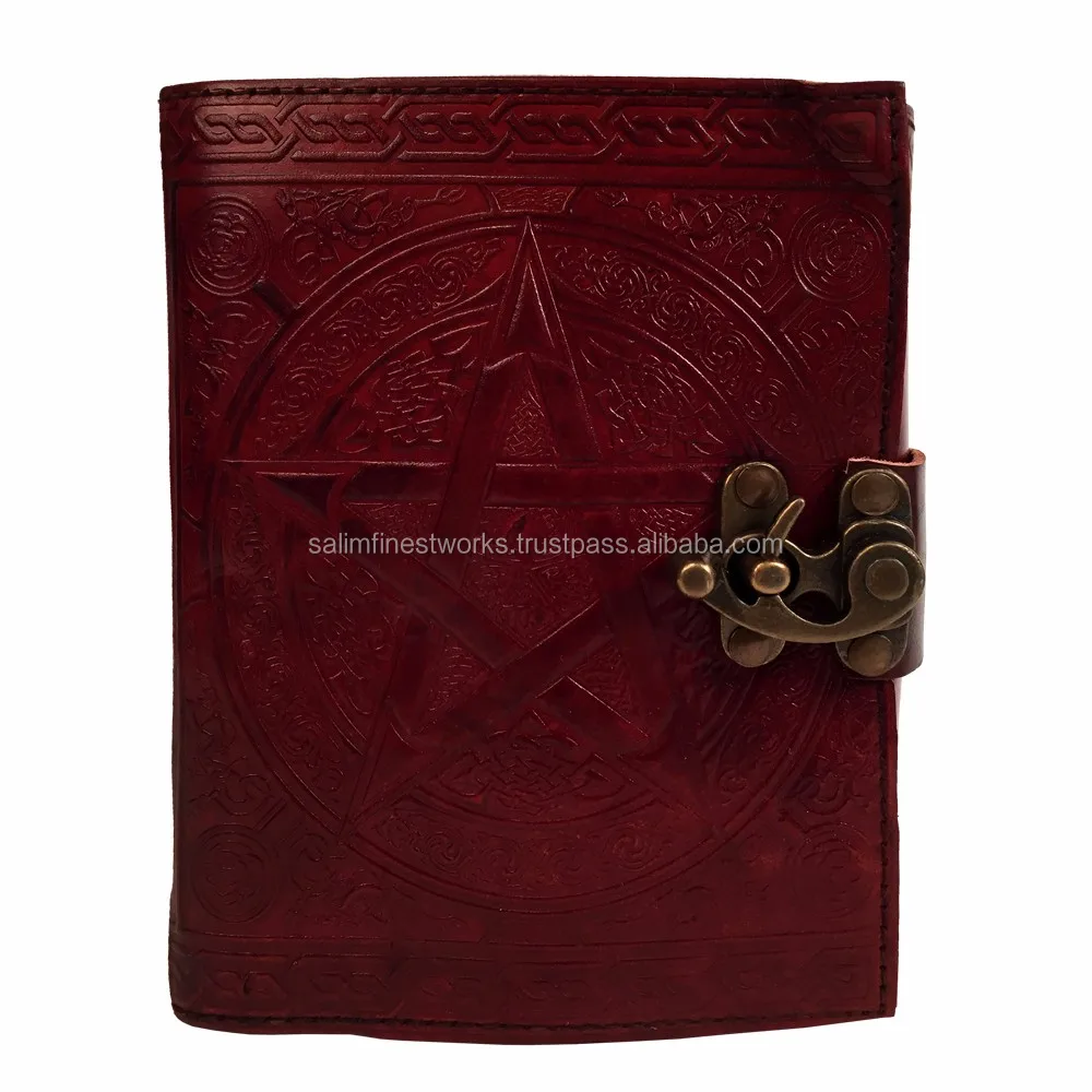 Pagan Wicca Book of Shadows A5 PENTAGRAM Handmade Leather Journal Diary 