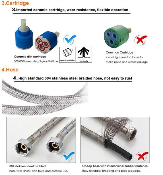 Fyeer Massiv Messing Mattschwarz Bad Wasserhahn Mit Chrom Griff - Buy