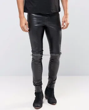 black ripped leather pants