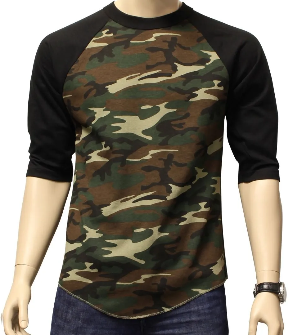 Wholesale Camo Raglan Sleeve Shirt / High Quality Camo Sleeve Tshirt ...