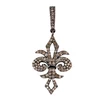 14k Gold and Silver Pave Diamond Fleur De Lis Pendant