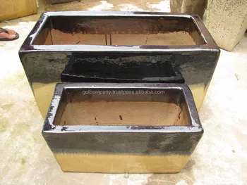 Whole Trough Glazed Planters Rectangle Pots Outdoor Whole Trough Glazed Planters