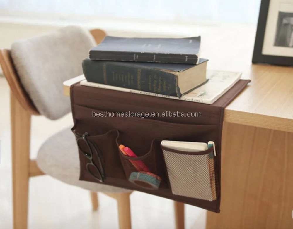 3 Mesh Pockets Hanging Bed Sofa Storage Caddy Armchair Organizer With Book Ipad Tv Remote Solt