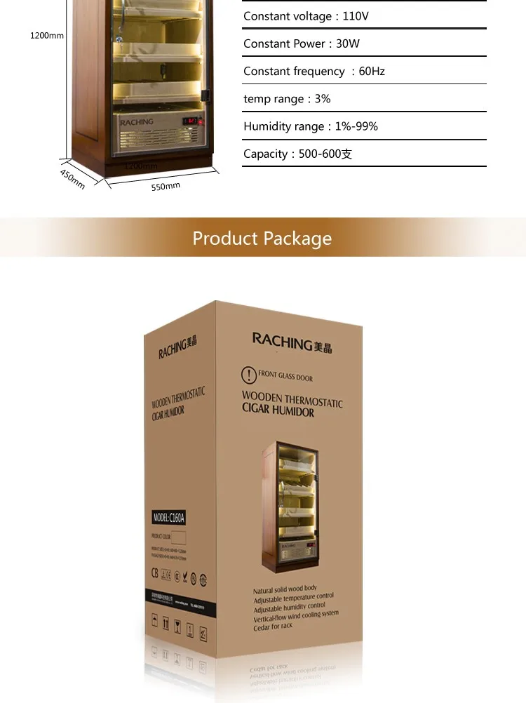 Humidity Control Refrigerator Temperature Controlled Wooden Cigar