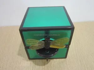 Vietnam lacquered jewelry box with dragonfly key made by Huong Dang company