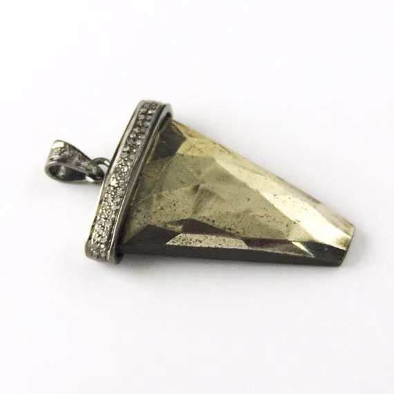 Pave Diamond Natural Pyrite Arrow Shaped Sterling Silver ...