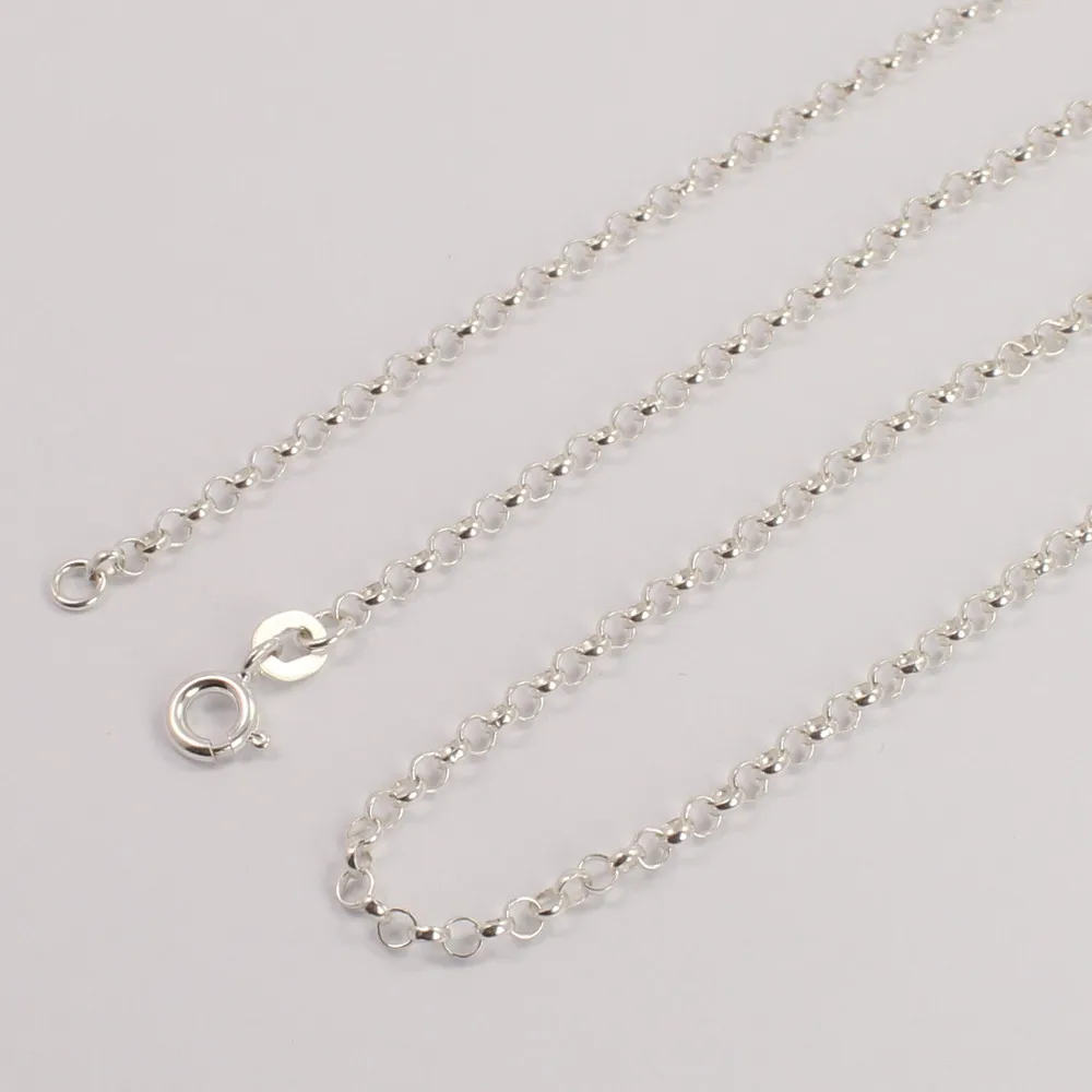 Wholesale 2mm 925 Solid Sterling Silver Jewelry Necklace Rolo Chain