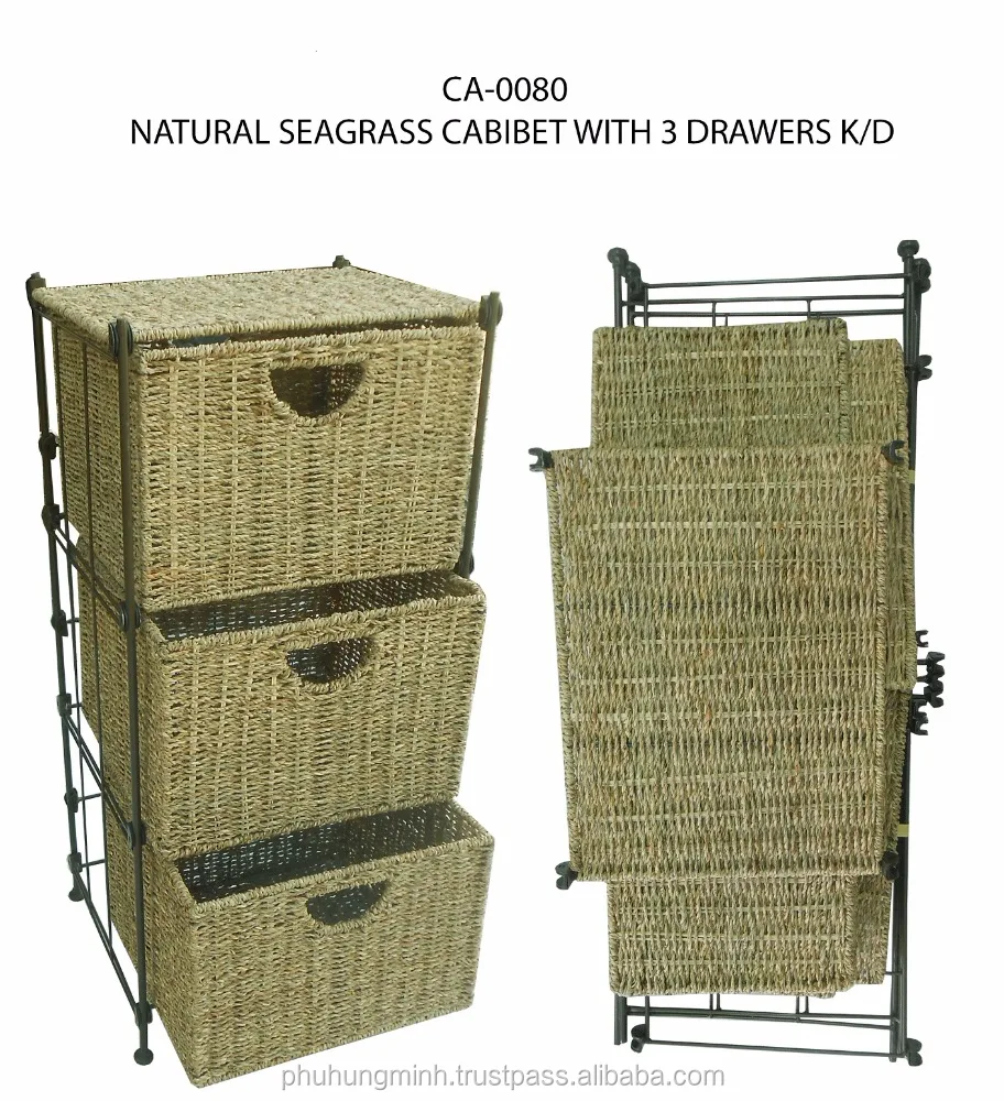 Natural Seagrass Cabinet With 3 Drawers K D Buy Wooden Cabinet With Wicker Drawers Cabinet Tall Cabinet With Drawers Product On Alibaba Com