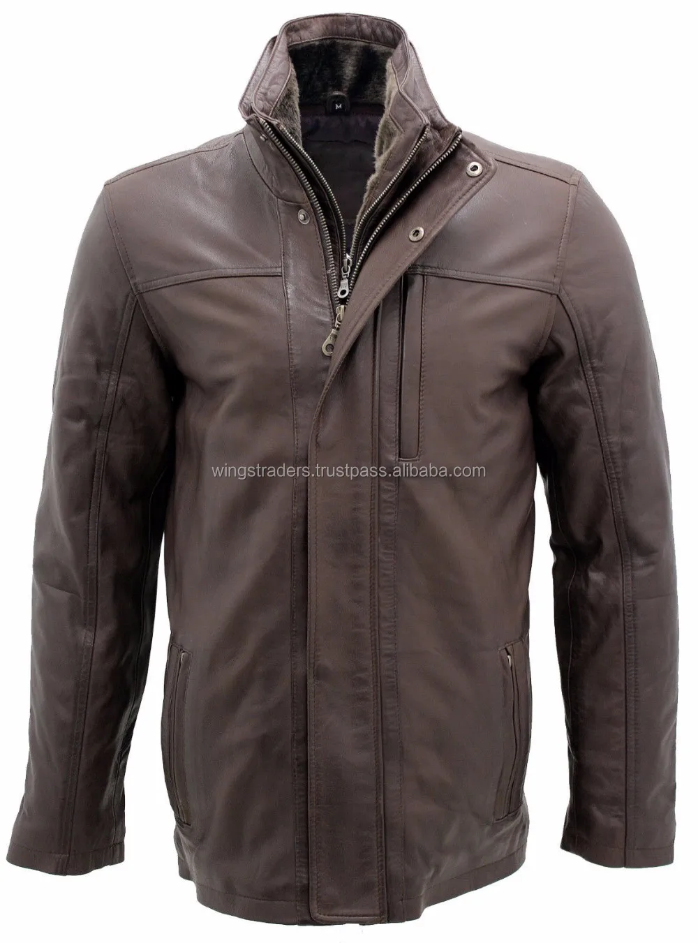 vintage mens classic chocolate brown pure sheep leather jacket