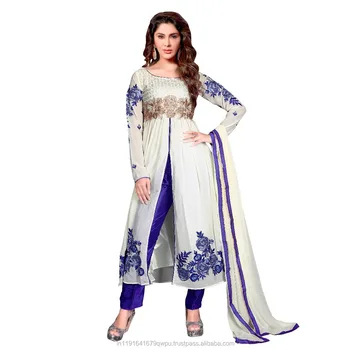 Party Wear Semi Stitched Salwar Suit/fancy Churidar Dress/floral Worked ...