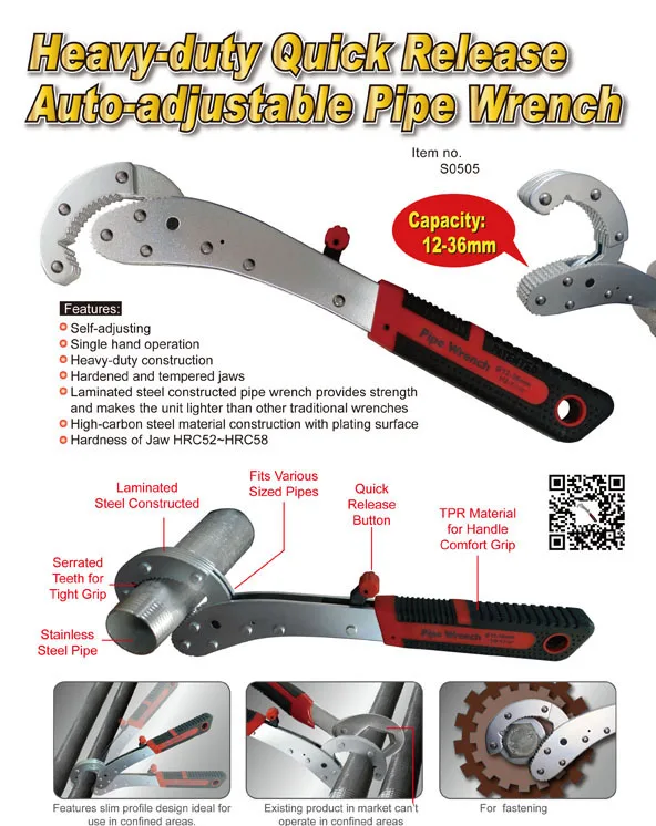 Heavy duty Quick Release Auto Lock Pipe Wrench, View Pipe Wrench, Handy