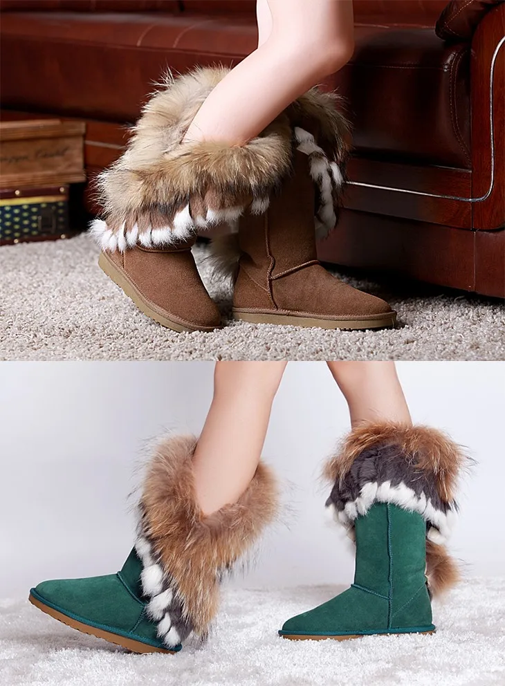 green boots with fur