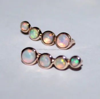 Ethiopian Opal Sterling Silver Crawlers Climbers Cuff Earrings For Ethiopian Opal Sterling Silver Crawlers Climbers Cuff Earrings For Women