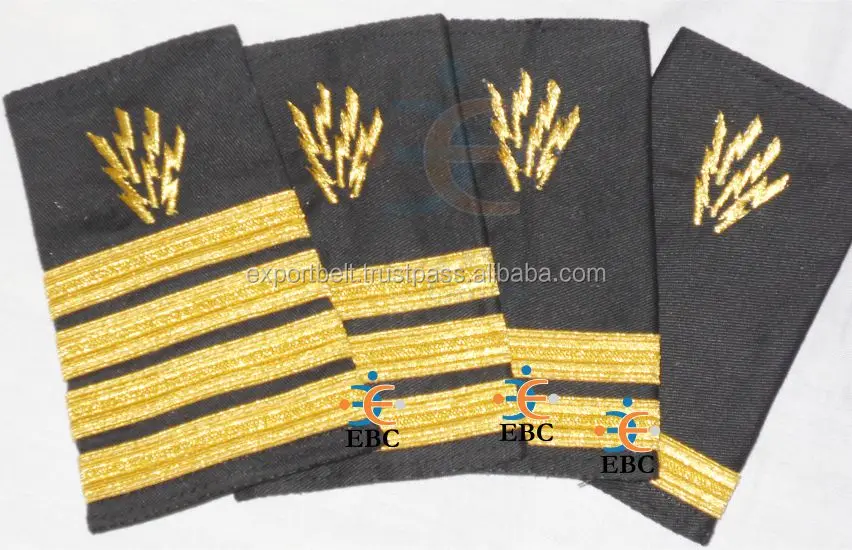2 Bar Merchant Marine Engineer Epaulette Gold Stripe Epaulettes 