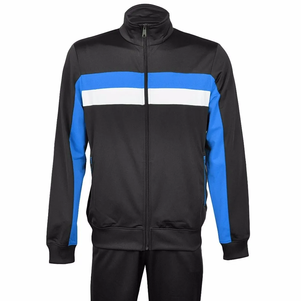 涤纶tricot 户外运动服跑道套装拉链训练套装