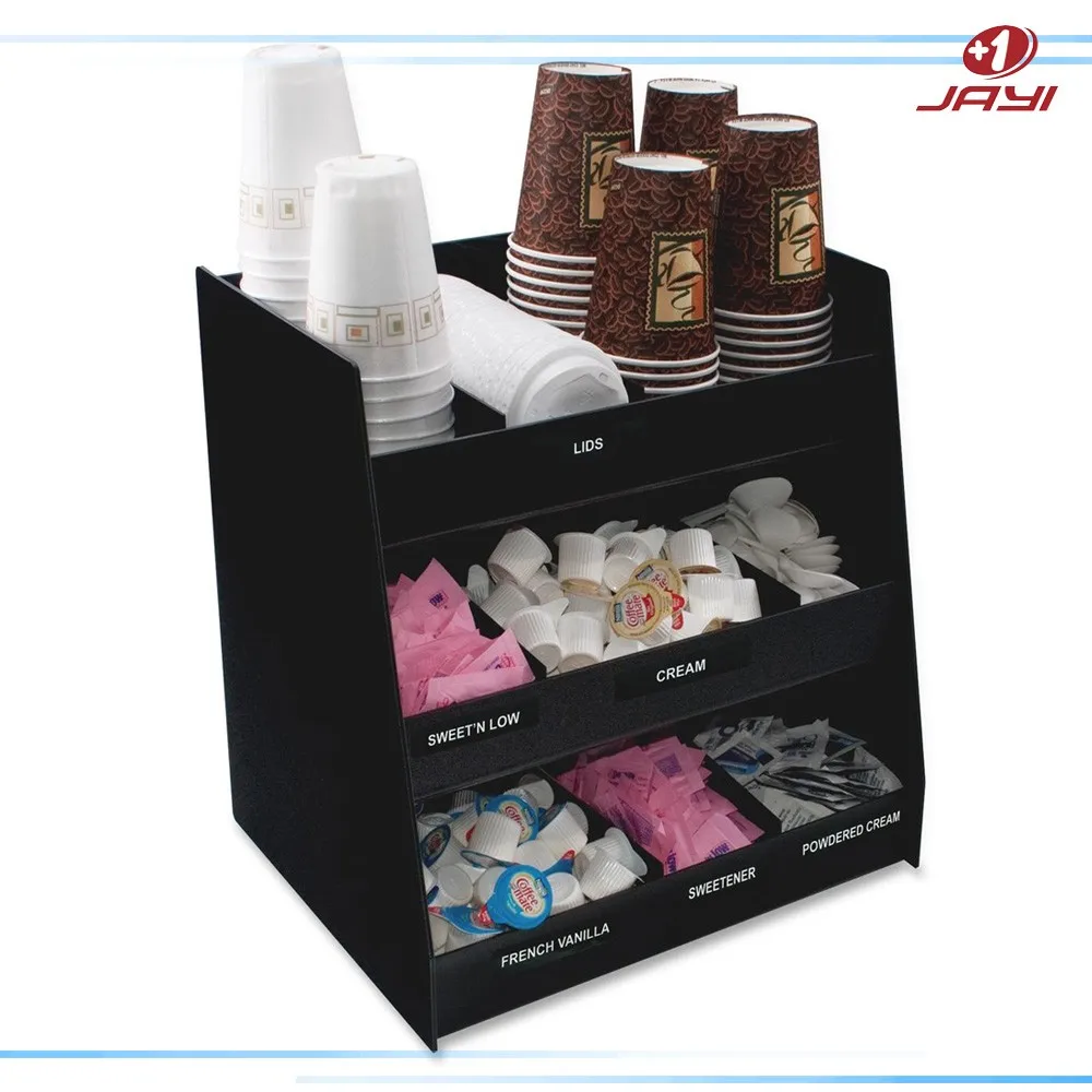 Acrylic/abs Coffee Condiment Cup And Lid Organizer/ Coffee Condiment