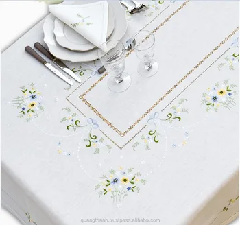 100% Cotton Hand Embroidery Table Cloth 