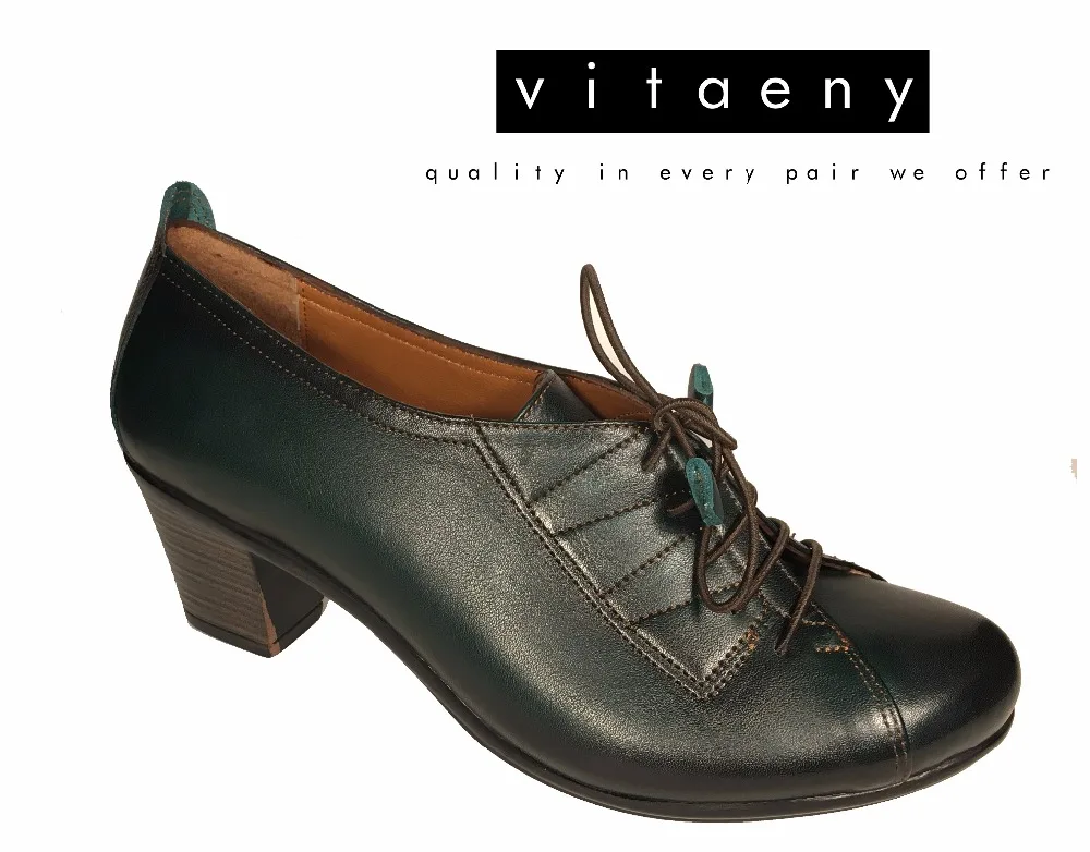 Genuine Leather Woman Comfort Shoes By Vitaeny Lace Up Shoes New