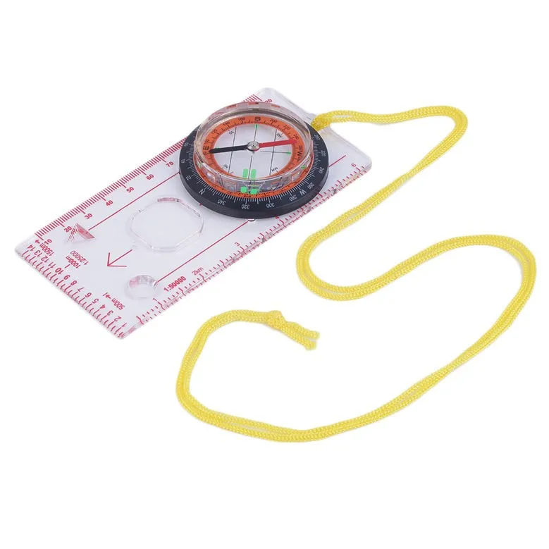 Map Compass Ruler Travel Navigation Ruler For Camping Hiking 