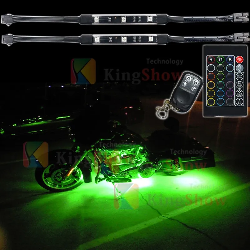10pc Aura Motorcycle LED Light Kit Multi-Color Accent Glow Neon Strips w//Switch for Cruisers
