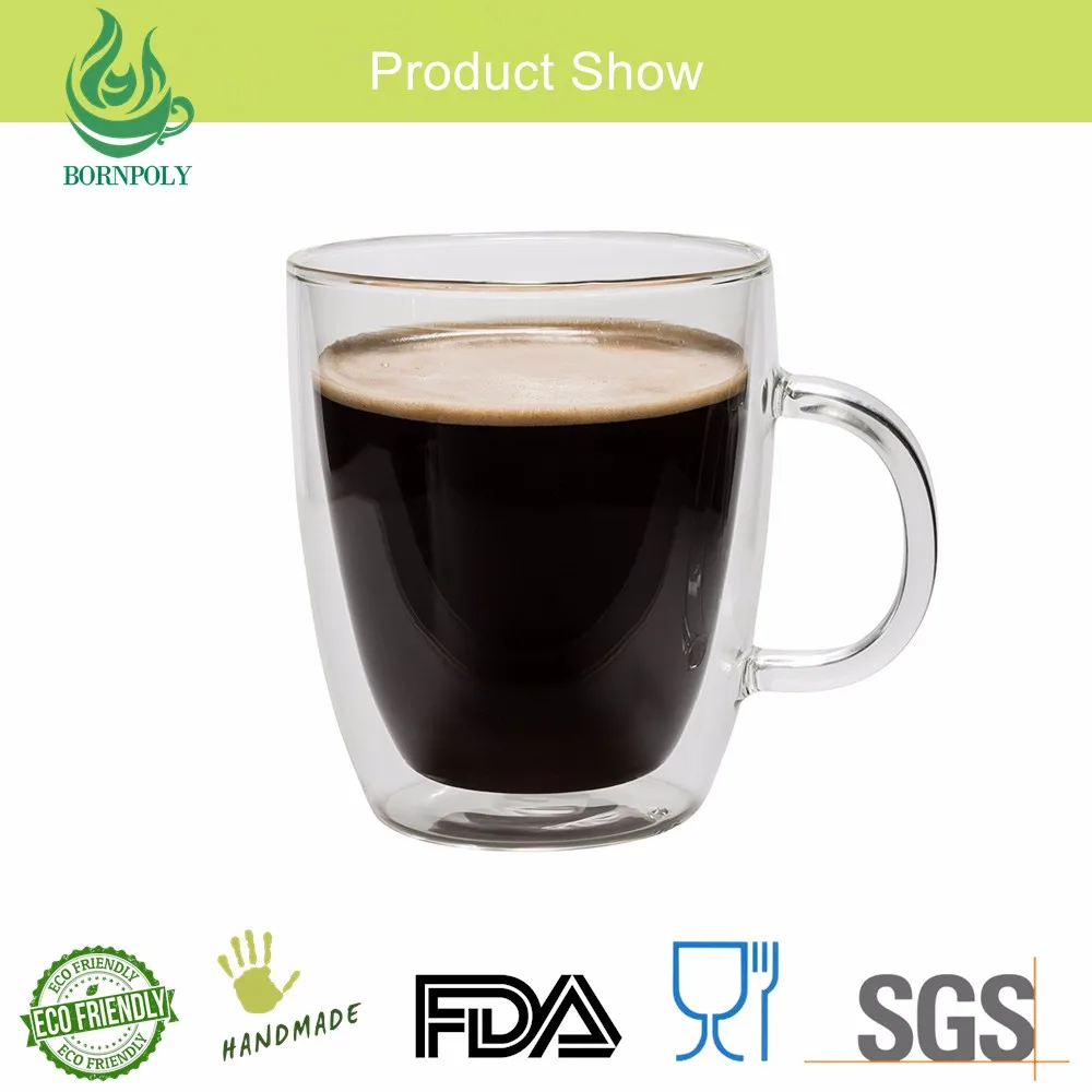 Fashionable Modern Classical Custom Clear Double Wall Print Logo Glass