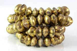 70 Mali Medium Brass bicone Beads 13x18mm , African Brass Beads , Jewelry Making Supplies , Made in Mali