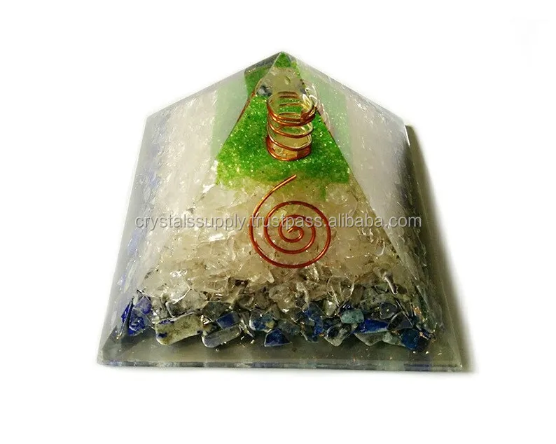 Lapis Lazuli & CrystalQuartz Orgone Pyramid With Crystal Point & Chakra Layer.jpg