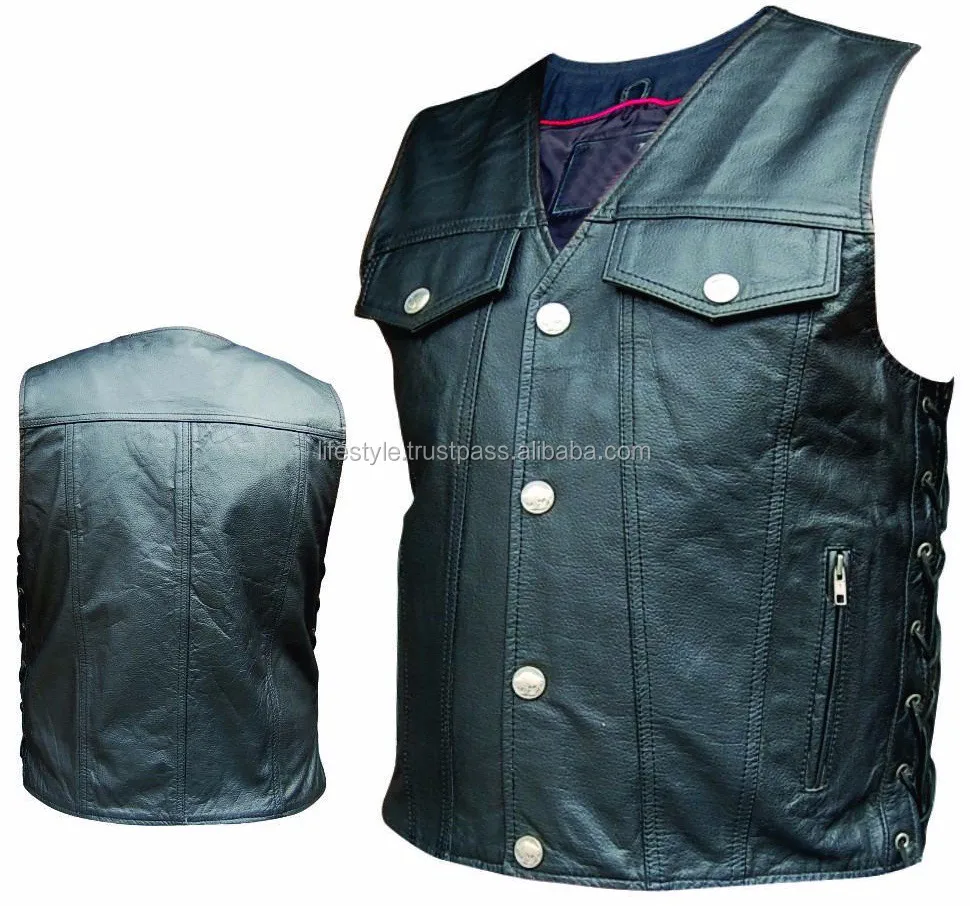 Custom Leather Vests Buffalo Leather Vest Motorcycle Leather Vest Men
