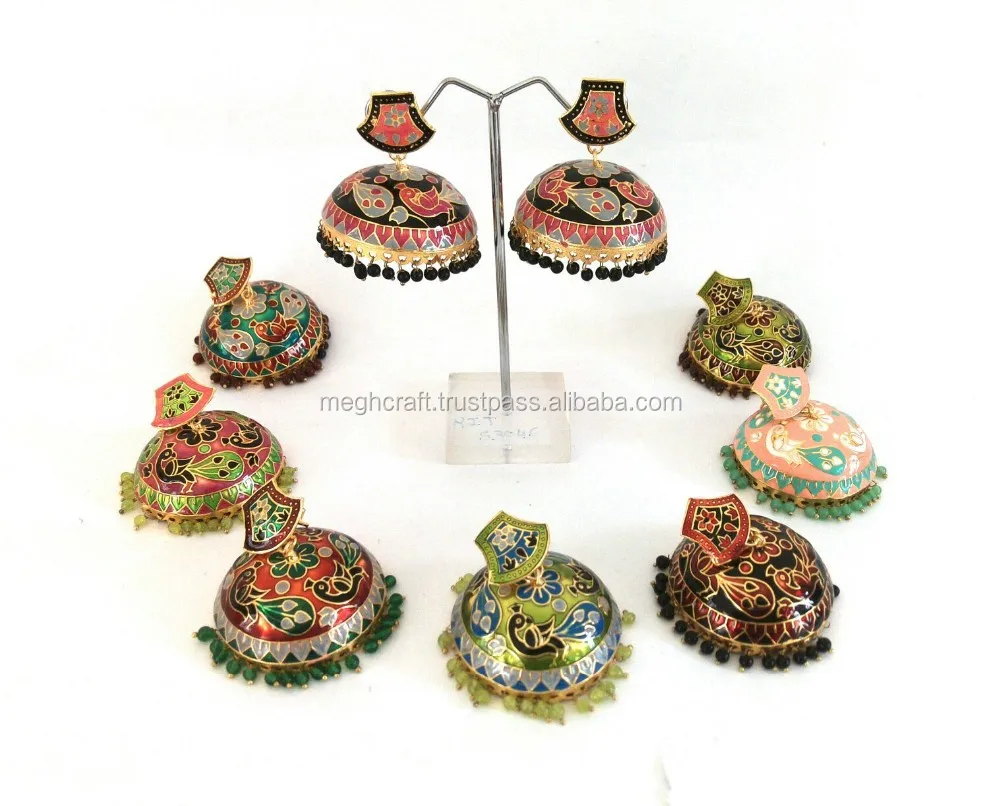 Designer Meenakari Jhumka Earrings Indian Designer Meenakari Jhumka Earrings Indian Whole Earring Imitation Jewelry Costume Bulk