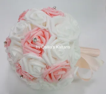 Wedding Foam Flower Bouquet Large Orange White Round Wedding Foam Flower Bouquet