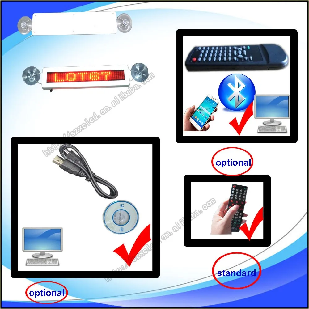 mini 740 LED car Sign USB &remote LED electrical scrolling message board led car signage