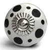 Ceramic Knob Black Dotted on white