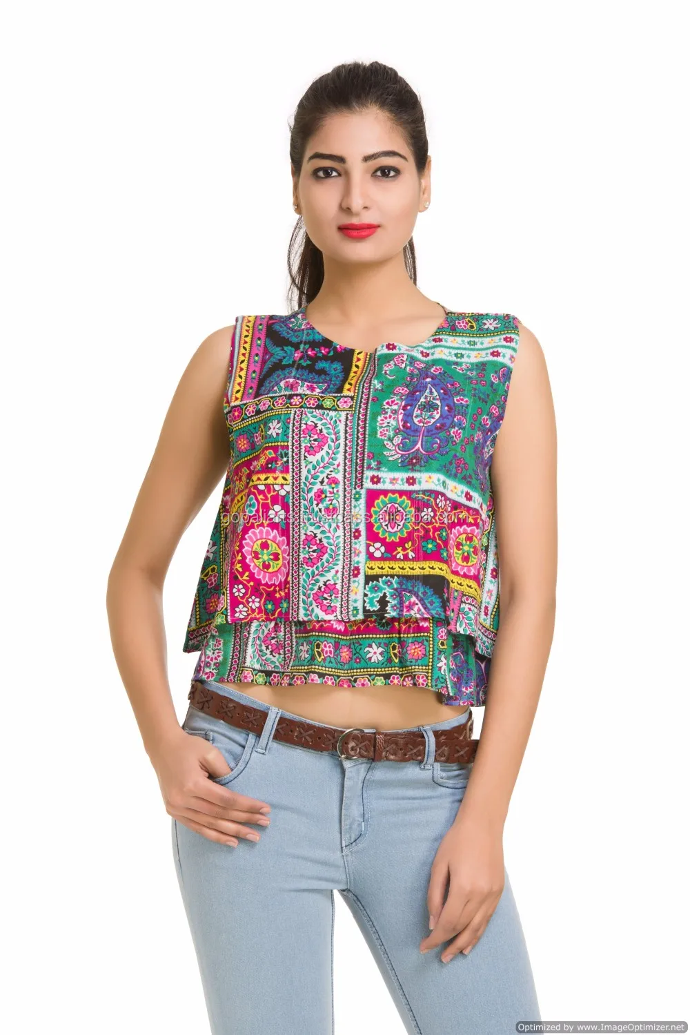 Indian Fashion Art Girls Crop Top Bohemian Sleevless Top Floral ...