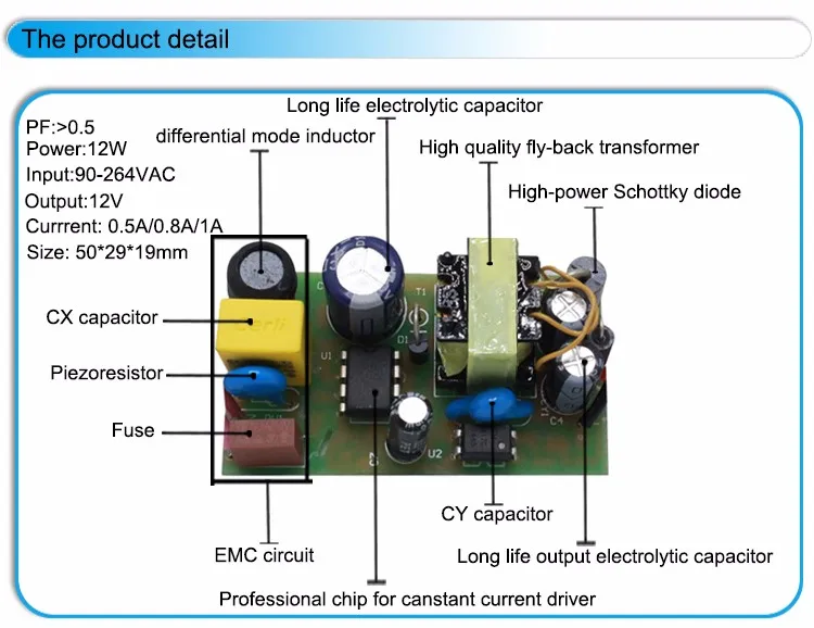 Create Idea 12V DC LED Transformateur dalimentation de Conducteur Adaptateur 15W 1.25A 