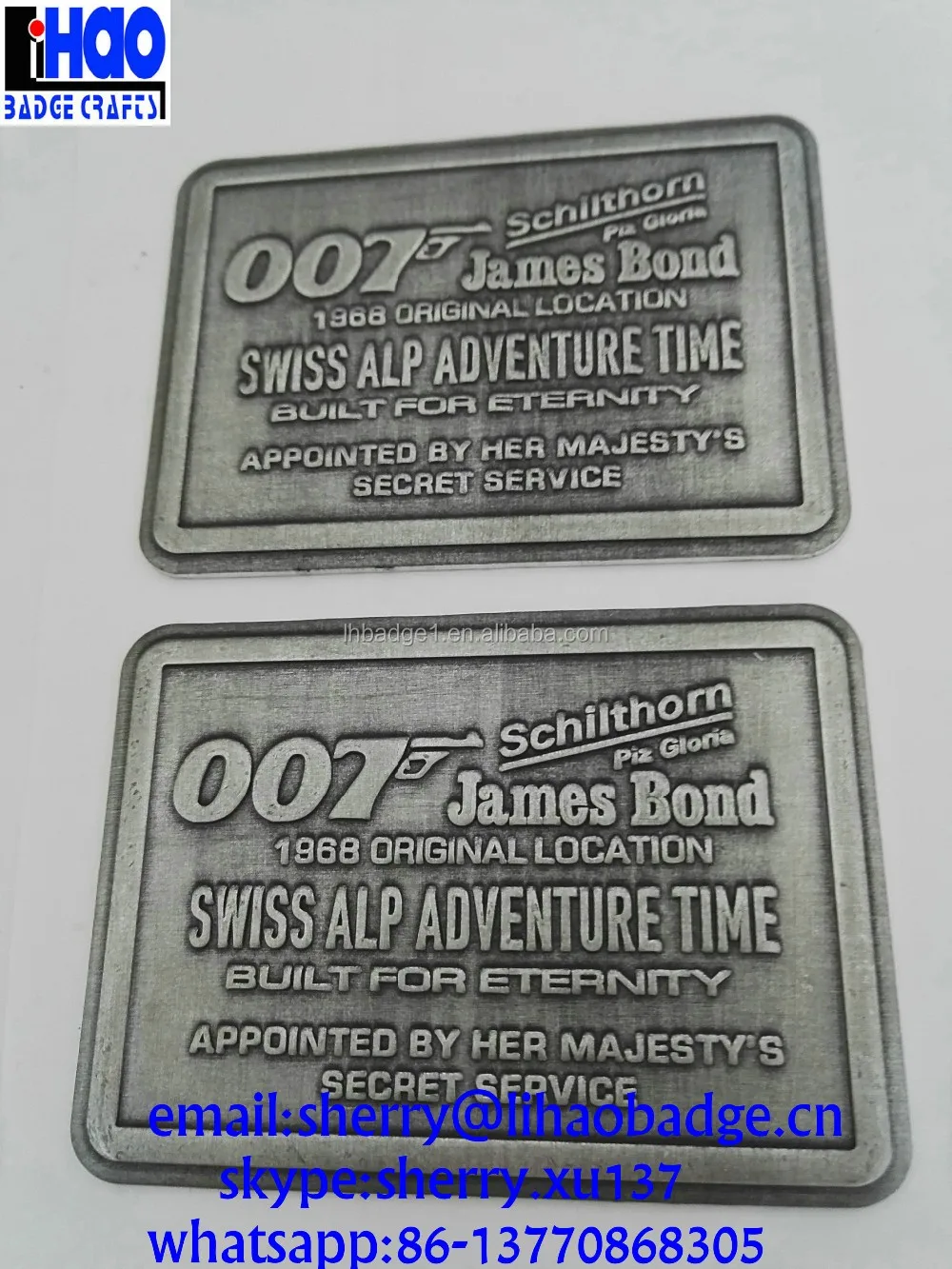 Professional Metal Aluminum Logo Embossed Nameplate,Black Gold Metal