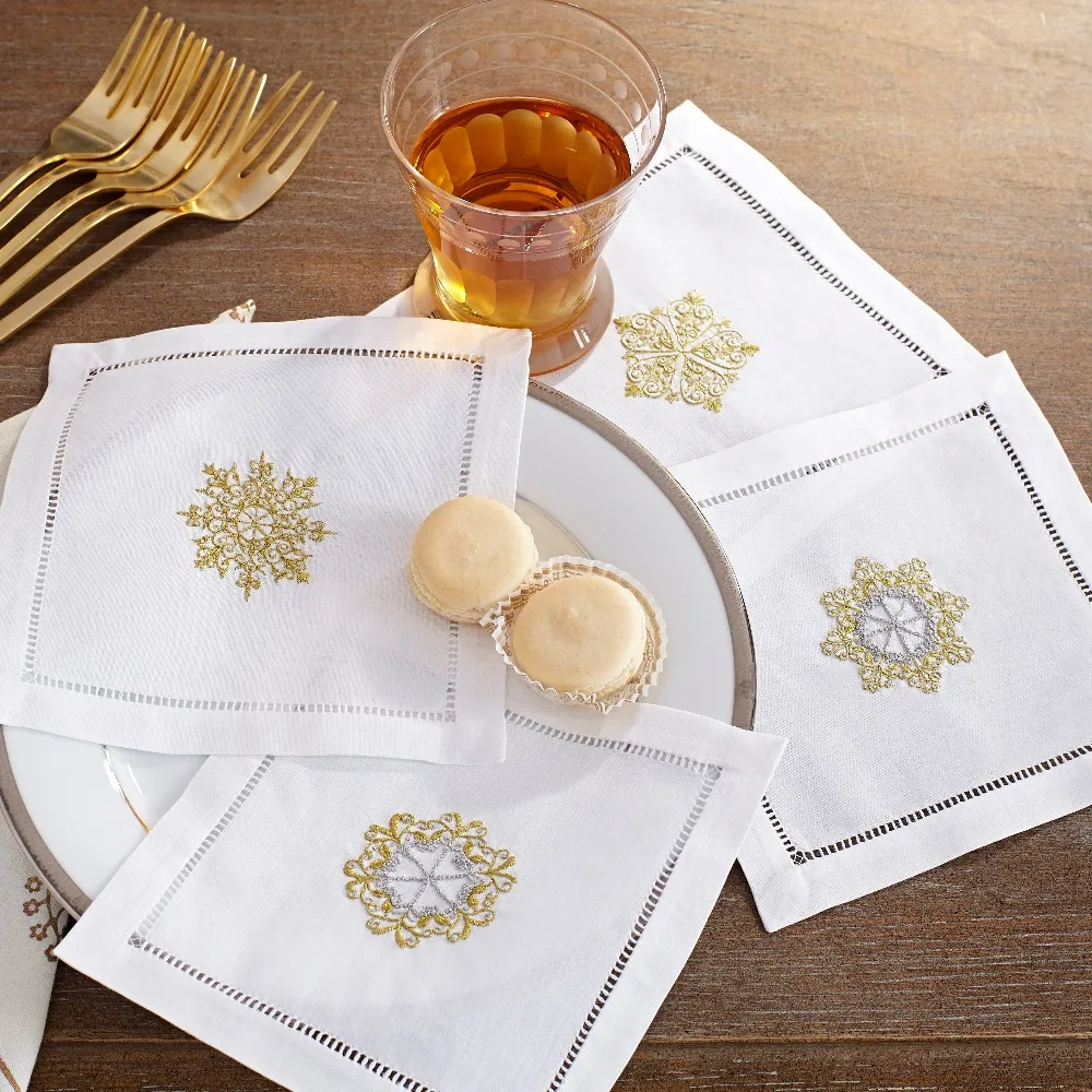 Hand Embroidery Cocktail Napkin Hemstitch Cocktail Napkin Buy