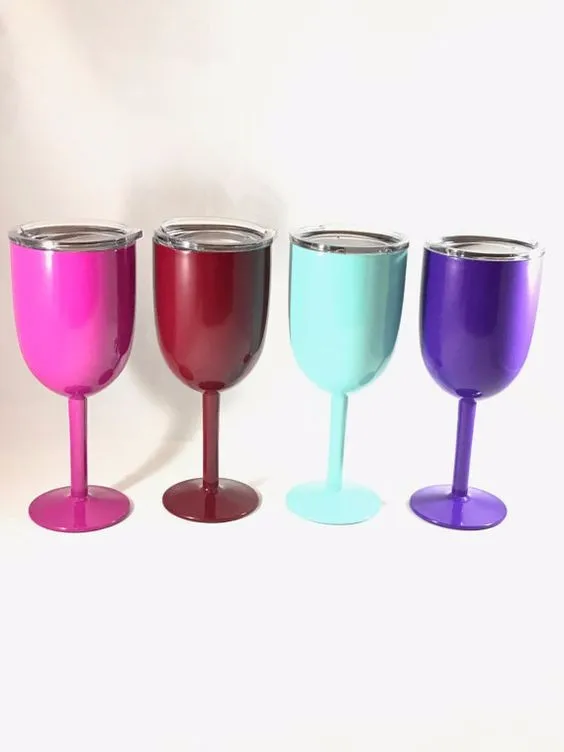 10oz Vacuum Stainless Steel Double Wall Insulated Wine Cup Cocktail Wine  Glass Goblet Wine Cup Juice