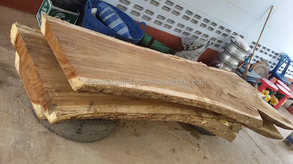 Meja Makan Hidup Tepi Kayu Slab,Kayu Akasia,Monyet Pod 